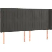 vidaXL Hoofdbord met randen 163x16x118/128 cm fluweel donkergrijs