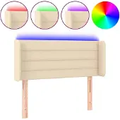 vidaXL Hoofdbord LED 103x16x78/88 cm stof crèmekleurig