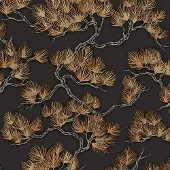 Dutch Wallcoverings WF121015 Vliesbehang Wall Fabric Pine Tree Black - 53cm x 10m