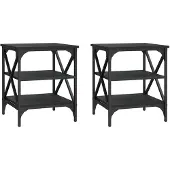 vidaXL Bijzettafels 2 st 40x42x50 cm bewerkt hout zwart