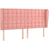 vidaXL Hoofdbord met randen 203x23x118/128 cm fluweel roze