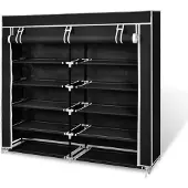 vidaXL Schoenenkast met hoes 115x28x110 stof zwart online kopen