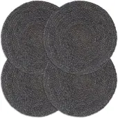 vidaXL Placemats 4 st rond 38 cm jute donkergrijs