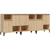 vidaXL Dressoirs 3 st 60x35x70 cm bewerkt hout sonoma eikenkleurig