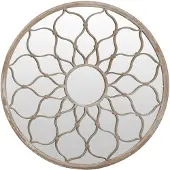 vidaXL Tuinspiegel rond 60x3 cm ijzer zandkleurig