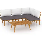 vidaXL 5-delige Loungeset met kussens massief acaciahout
