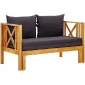 vidaXL Tuinbank voor 2 personen met kussens, 122 cm, massief acaciahout