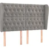 vidaXL Hoofdbord met randen 147x23x118/128 cm fluweel lichtgrijs