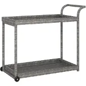 vidaXL Serveerwagen 100x45x83 cm poly rattan grijs
