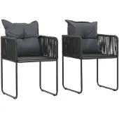 vidaXL Tuinstoelen 2 st met kussens poly rattan zwart