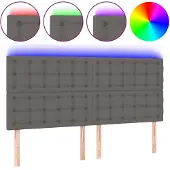 vidaXL Hoofdbord LED 160x5x118/128 cm kunstleer grijs