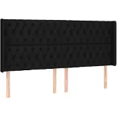 vidaXL Hoofdbord met randen 203x16x118/128 cm stof zwart