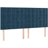 vidaXL Hoofdbord donkerblauw 200x5x118/128 cm fluweel