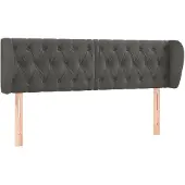 vidaXL Hoofdbord met randen 163x23x78/88 cm fluweel donkergrijs
