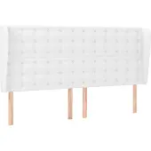 vidaXL Hoofdbord met randen 183x23x118/128 cm kunstleer wit