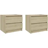 vidaXL Nachtkastjes 2 st 50x39x43,5 cm bewerkt hout sonoma eikenkleur