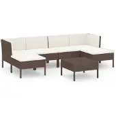 vidaXL 7-delige Loungeset met kussens poly rattan bruin