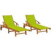 vidaXL Ligstoelen 2 st met kussens massief acaciahout
