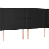 vidaXL Hoofdbord met randen 183x16x118/128 cm kunstleer zwart