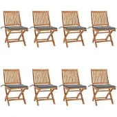 vidaXL Tuinstoelen 8 st inklapbaar met kussens massief teakhout