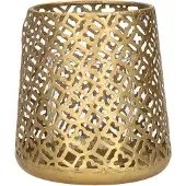 Countryfield Luxe theelichthouder - metaal - goud kleur - D14 x H15 cm - Waxinelichtjeshouders