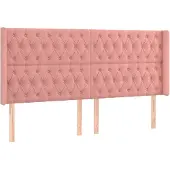 vidaXL Hoofdbord met randen 203x16x118/128 cm fluweel roze