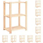 vidaXL Opbergrekken 3-laags 10 st 60x38x90 cm grenenhout 150 kg