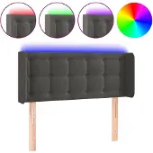 vidaXL Hoofdbord LED 93x16x78/88 cm fluweel donkergrijs