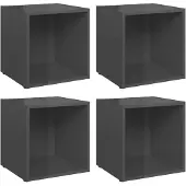 vidaXL Tv-meubelen 4 st 37x35x37 cm bewerkt hout hoogglans grijs
