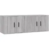 vidaXL Tv-wandmeubels 2 st 57x34,5x40 cm grijs sonoma eikenkleurig