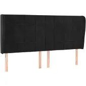 vidaXL Hoofdbord met randen 183x23x118/128 cm fluweel zwart