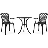 vidaXL 3-delige Bistroset gietaluminium zwart