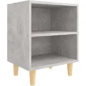 vidaXL Nachtkastje met massief houten poten 40x30x50 cm betongrijs