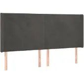 vidaXL Hoofdbord met randen 163x16x118/128 cm fluweel donkergrijs