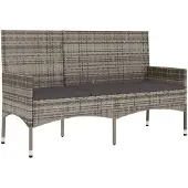 vidaXL Tuinbank 3-zits met kussens poly rattan grijs