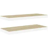 vidaXL Wandschappen zwevend 2 st 80x23,5x3,8 cm MDF eikenkleurig wit