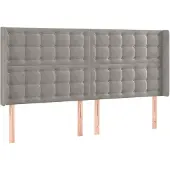 vidaXL Hoofdbord met randen 203x16x118/128 cm fluweel lichtgrijs