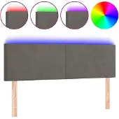 vidaXL Hoofdbord LED 144x5x78/88 cm fluweel donkergrijs