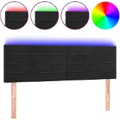 vidaXL Hoofdbord LED 144x5x78/88 cm fluweel zwart