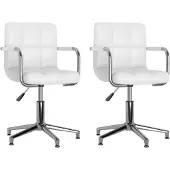 vidaXL Eetkamerstoelen draaibaar 2 st kunstleer wit