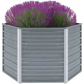 vidaXL Plantenbak verhoogd 129x129x77 cm gegalvaniseerd staal grijs