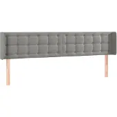 vidaXL Hoofdbord met randen 203x16x78/88 cm fluweel lichtgrijs