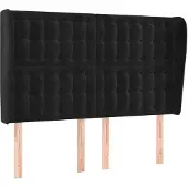 vidaXL Hoofdbord met randen 147x23x118/128 cm fluweel zwart