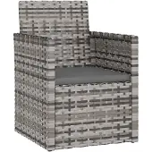 vidaXL Tuinstoel met kussens poly rattan grijs