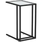 vidaXL Computer bijzettafel 50x35x65 cm gehard glas transparant