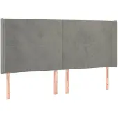 vidaXL Hoofdbord met randen 203x16x118/128 cm fluweel lichtgrijs