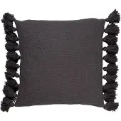 Dutch decor - RUBY - Kussenhoes 45x45 cm - 100% katoen - met flosjes - Charcoal Gray - antraciet