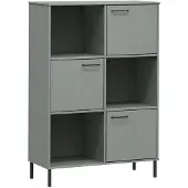 vidaXL Boekenkast met metalen poten OSLO 90x35x128,5 cm hout grijs