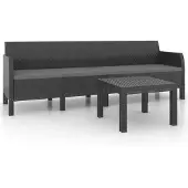 vidaXL 2-delige Loungeset met kussens PP rattan antracietkleurig