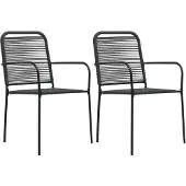 vidaXL Tuinstoelen 2 st katoenen touw en staal zwart